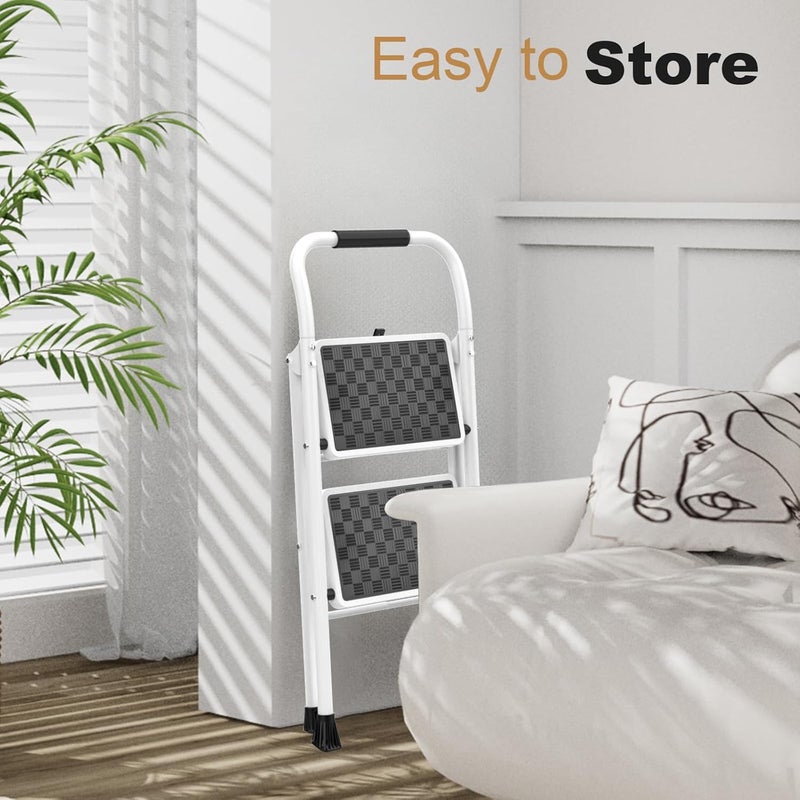 HBTower 2 Step Ladder,2 Step Stool for Adults Folding Step Stool with Cushioned Handle with Wide Anti-Slip Pedal Ergonomic Design - Image 5